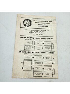 1983 Subaru Air Conditioner 205083 Fold-Out Installation Instructions